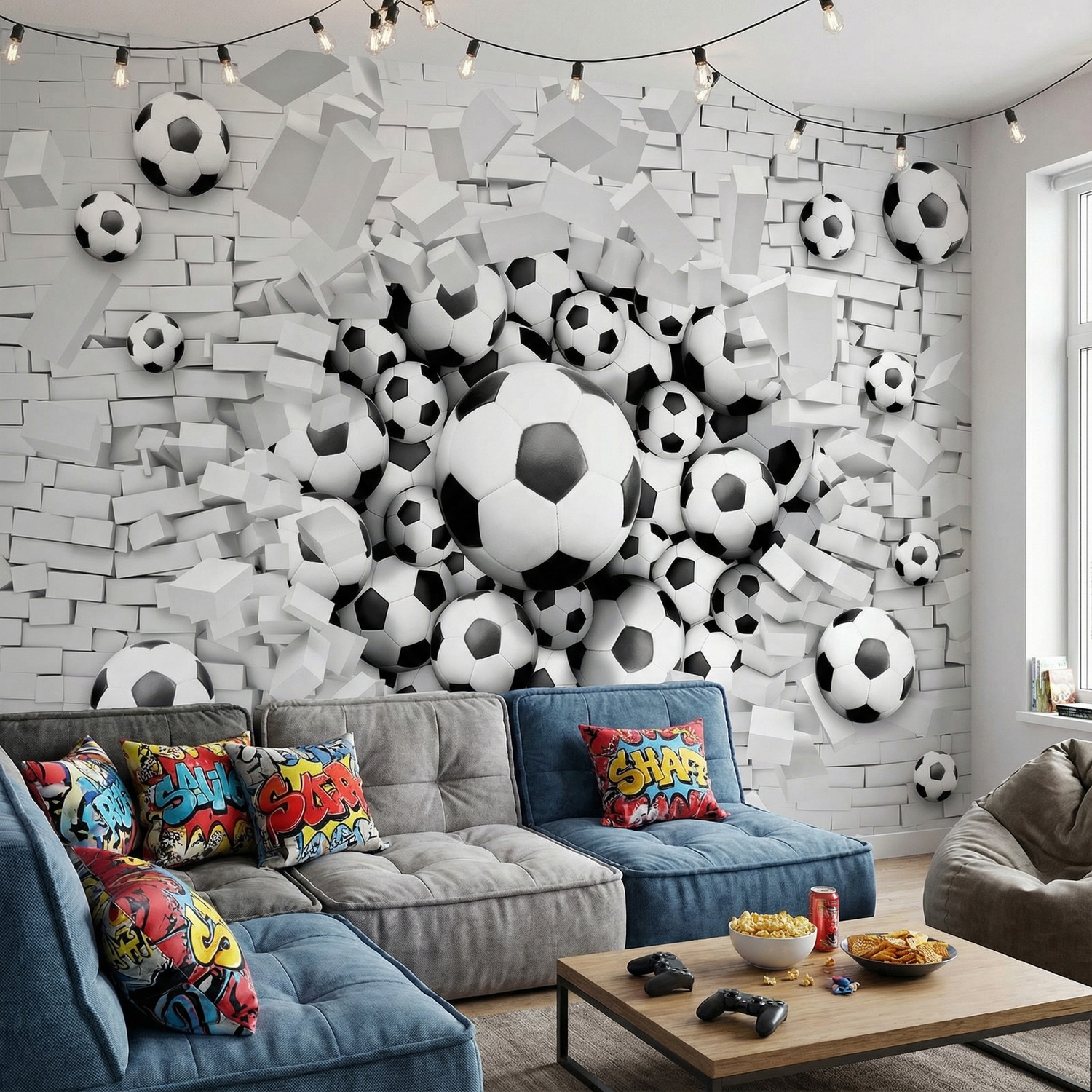 Fotomurales: Balones F&uacute;tbol Rompen la Pared
