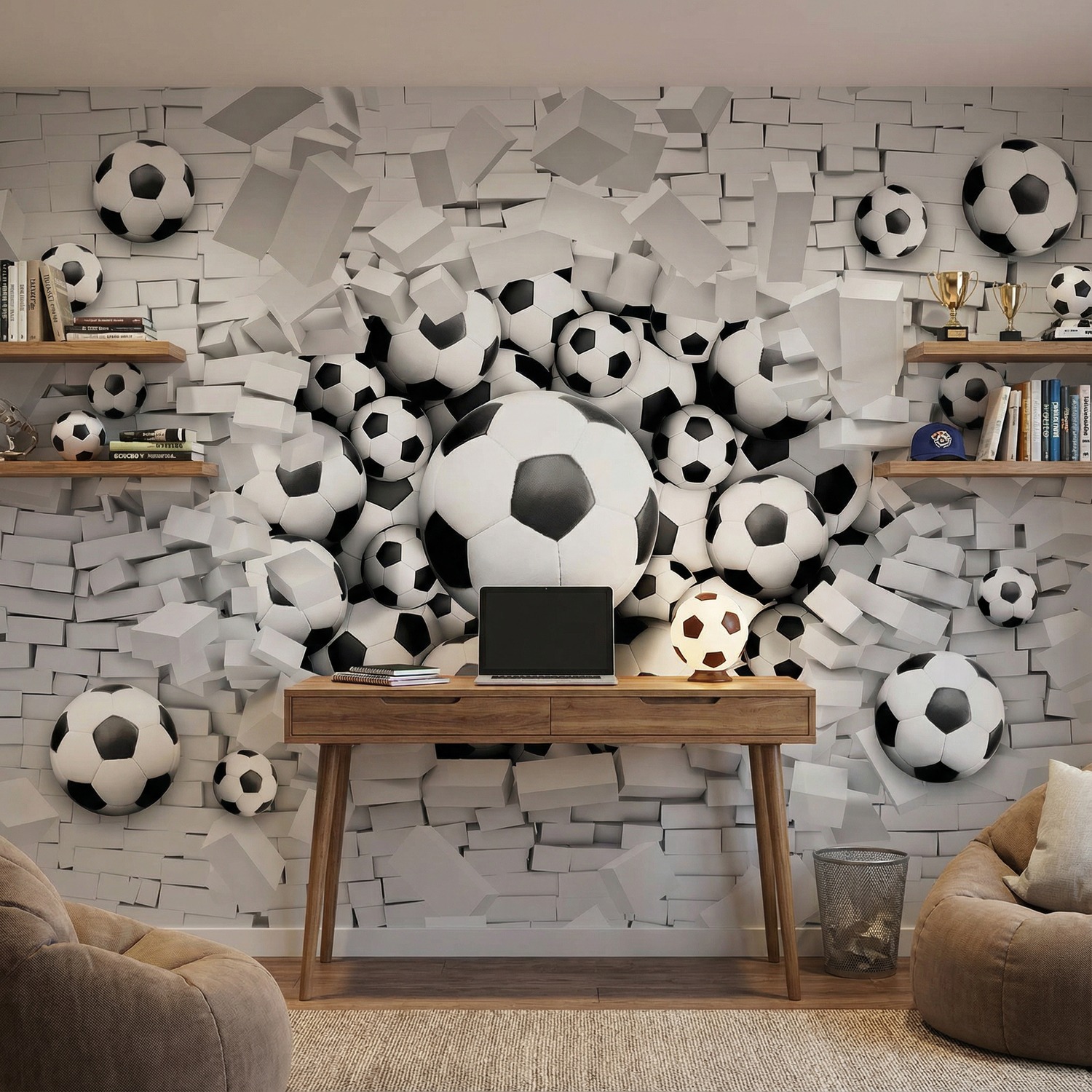 Fotomurales: Balones F&uacute;tbol Rompen la Pared