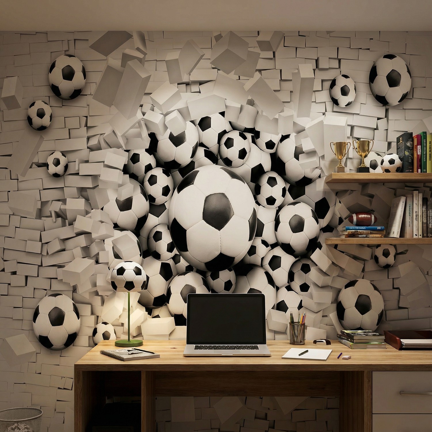 Fotomurales: Balones F&uacute;tbol Rompen la Pared