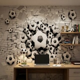 Fotomurales: Balones F&uacute;tbol Rompen la Pared 10