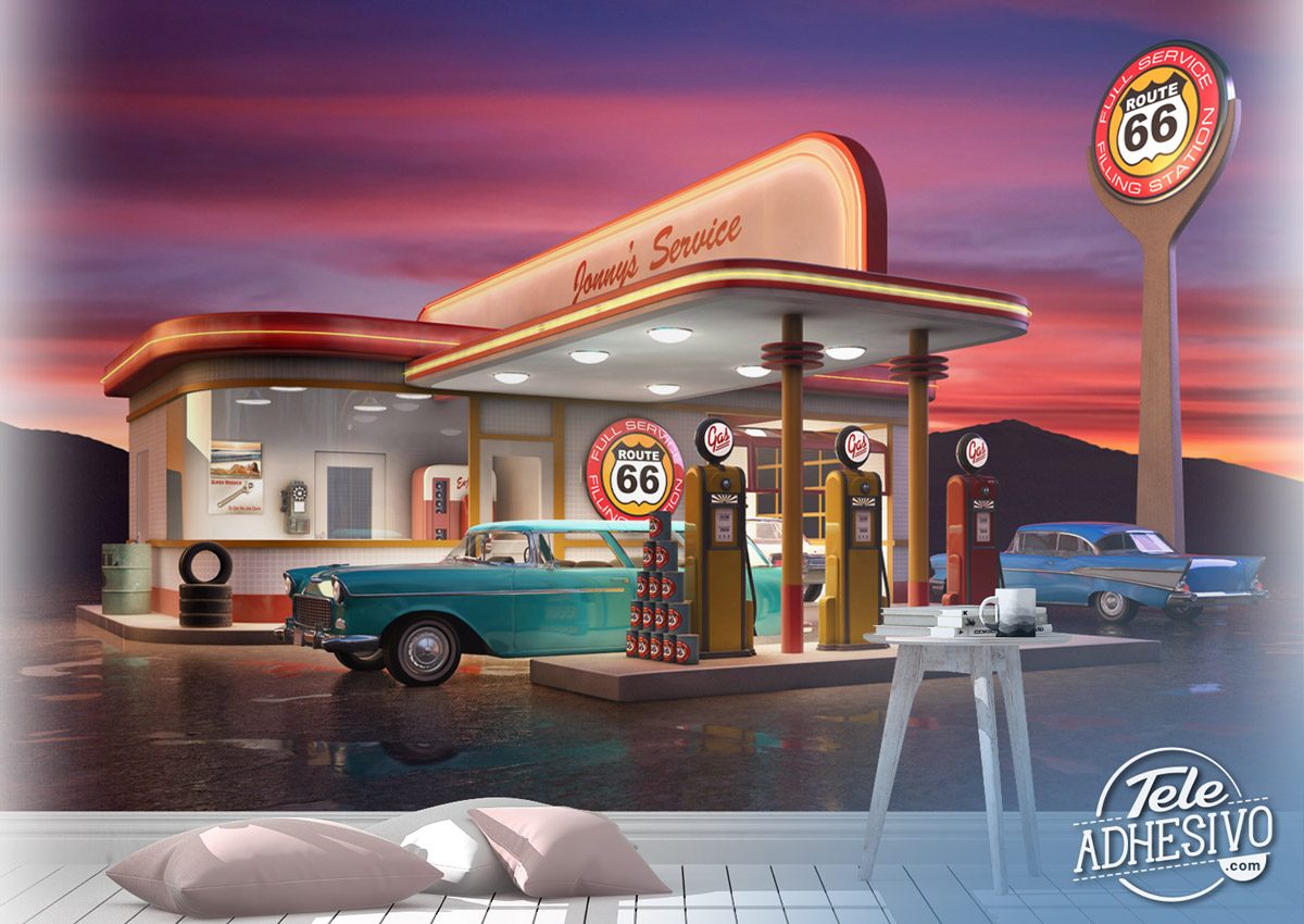 Fotomurales: Gasolinera Route 66
