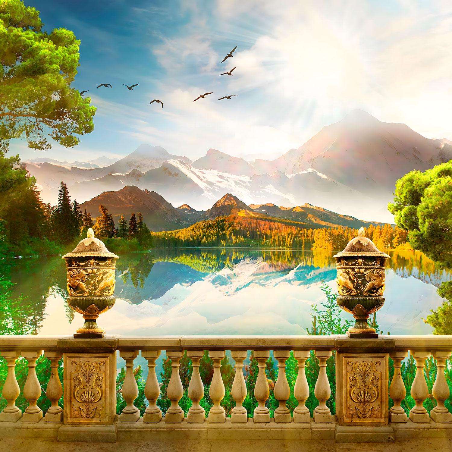 Fotomurales: Monta&ntilde;as y lago