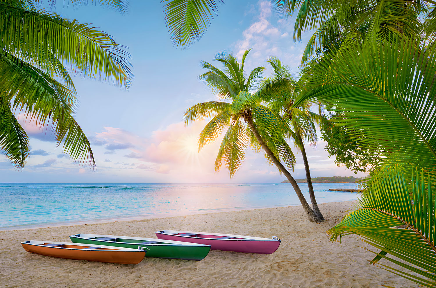 Fotomurales: Atardecer en playa caribe&ntilde;a