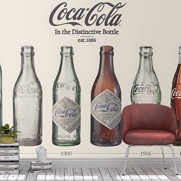 Fotomurales: Evolución botellas de Coca Cola 0