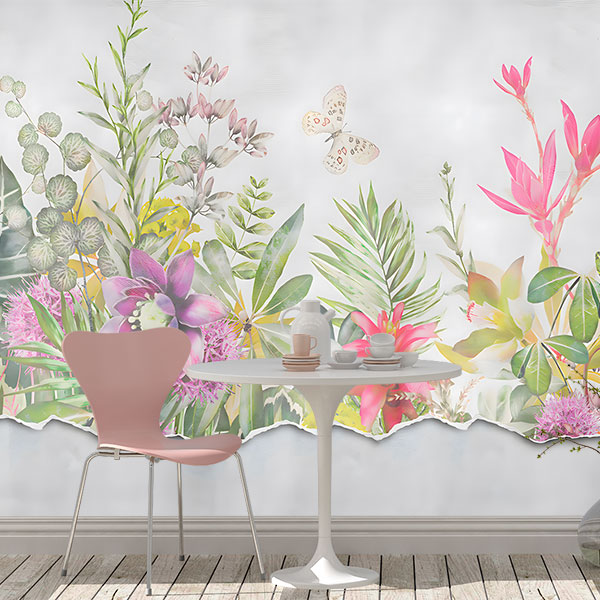 Fotomurales: Flores pintadas en la pared