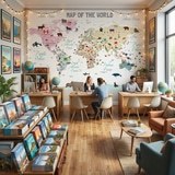 Fotomurales: Mapamundi infantil banderas y animales 9