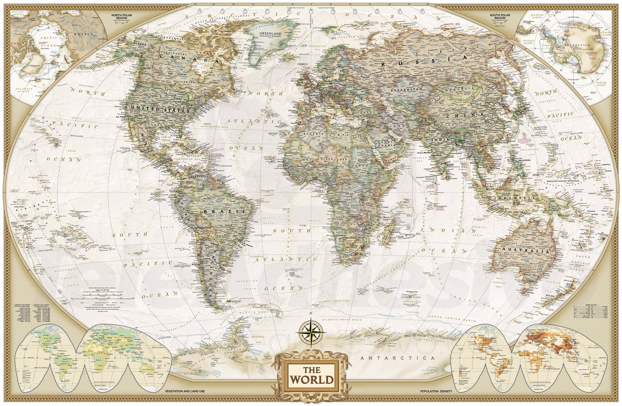Fotomurales: Mapa Mundo Político Vintage
