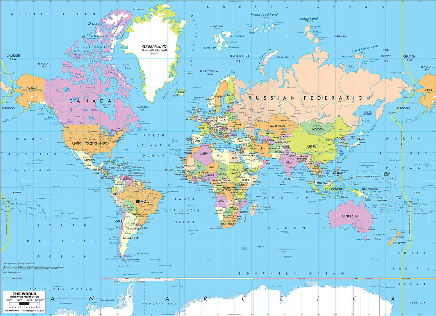 Fotomurales: Mapa Mundo Pol&iacute;tico