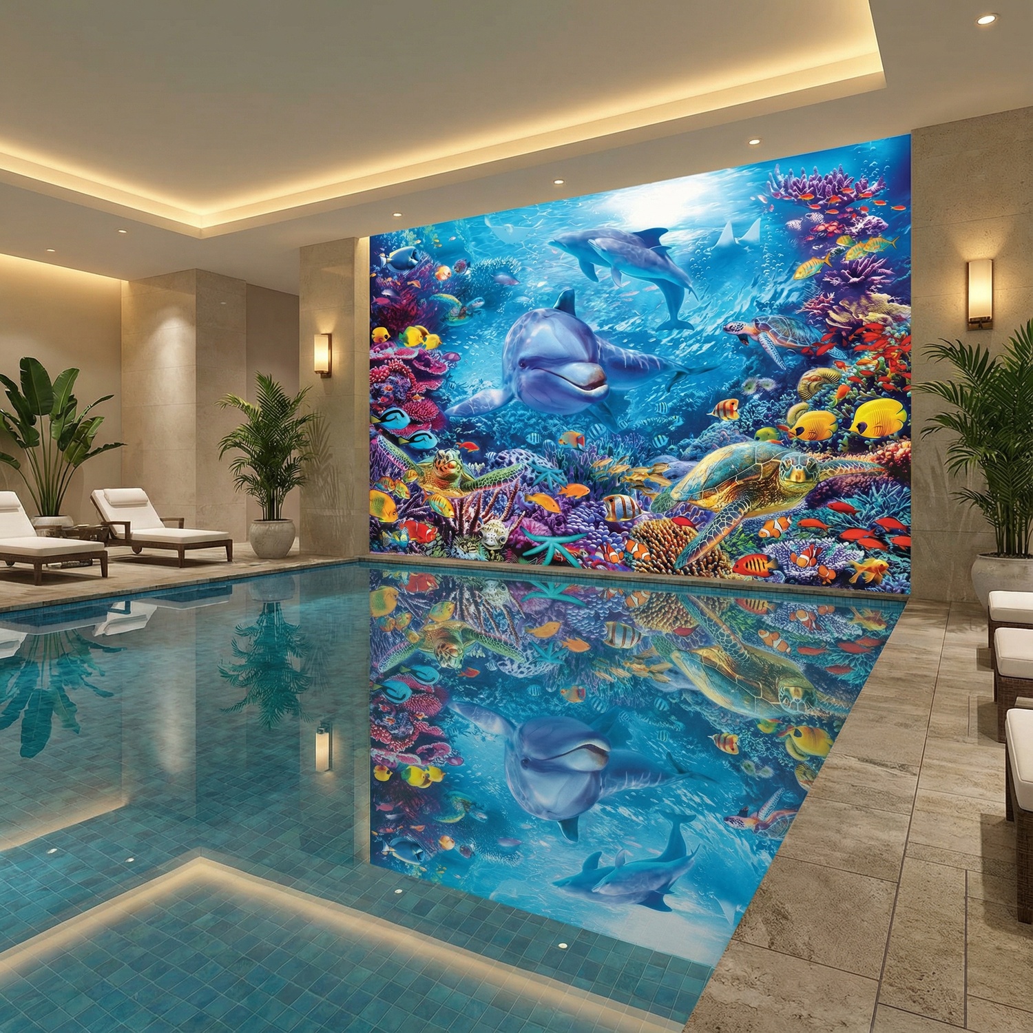Fotomurales: Delfines bajo el mar