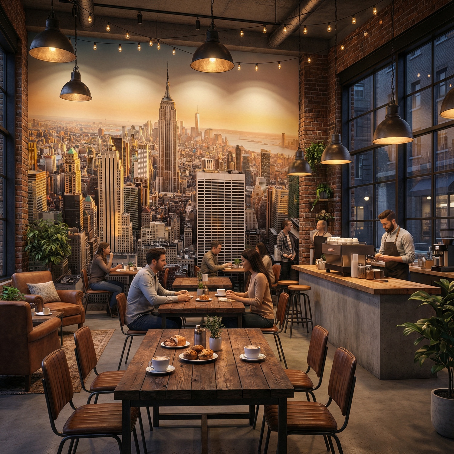 Fotomurales: Centro de Manhattan al atardecer