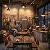 Fotomurales: Centro de Manhattan al atardecer 4