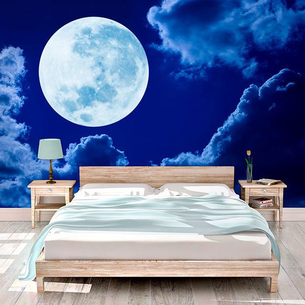 Fotomurales: Luna llena en noche azul