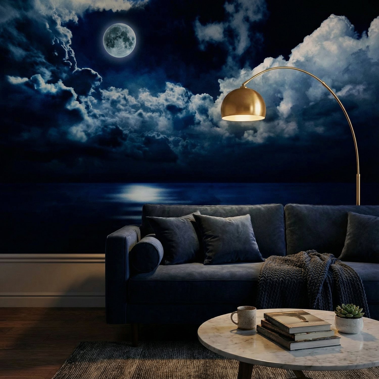 Fotomurales: Luna llena sobre el oc&eacute;ano