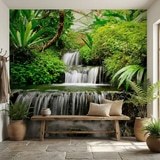 Fotomurales: Cascadas en el jard&iacute;n tropical