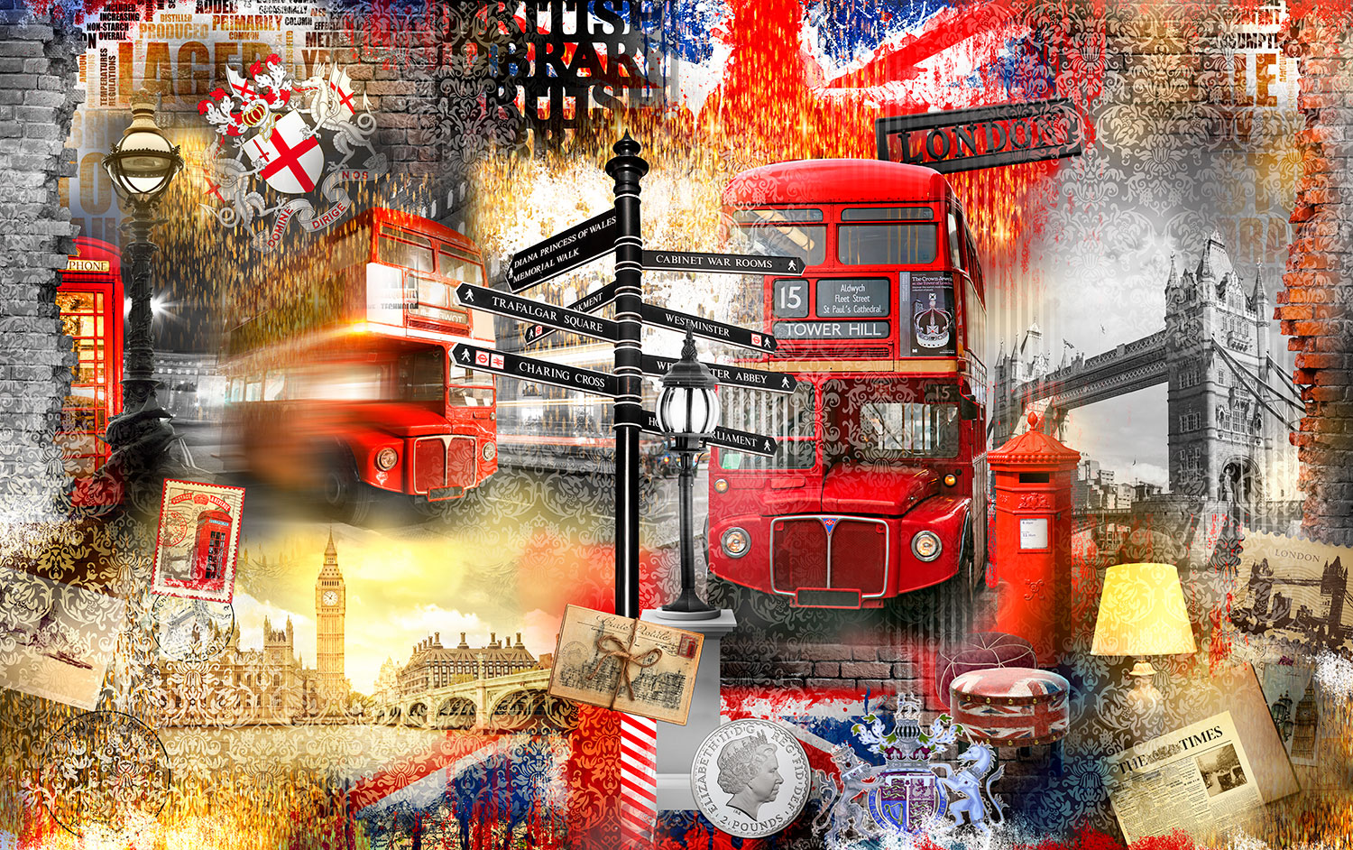 Fotomurales: Collage Londres tur&iacute;stico