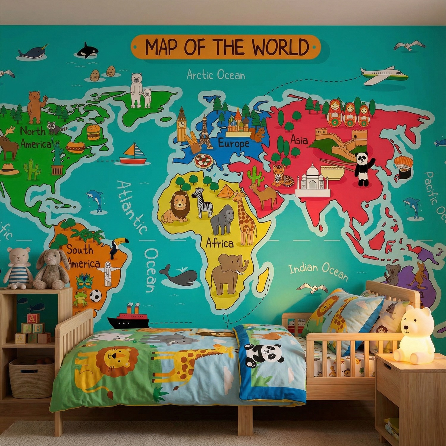 Fotomurales: Mapa del mundo infantil