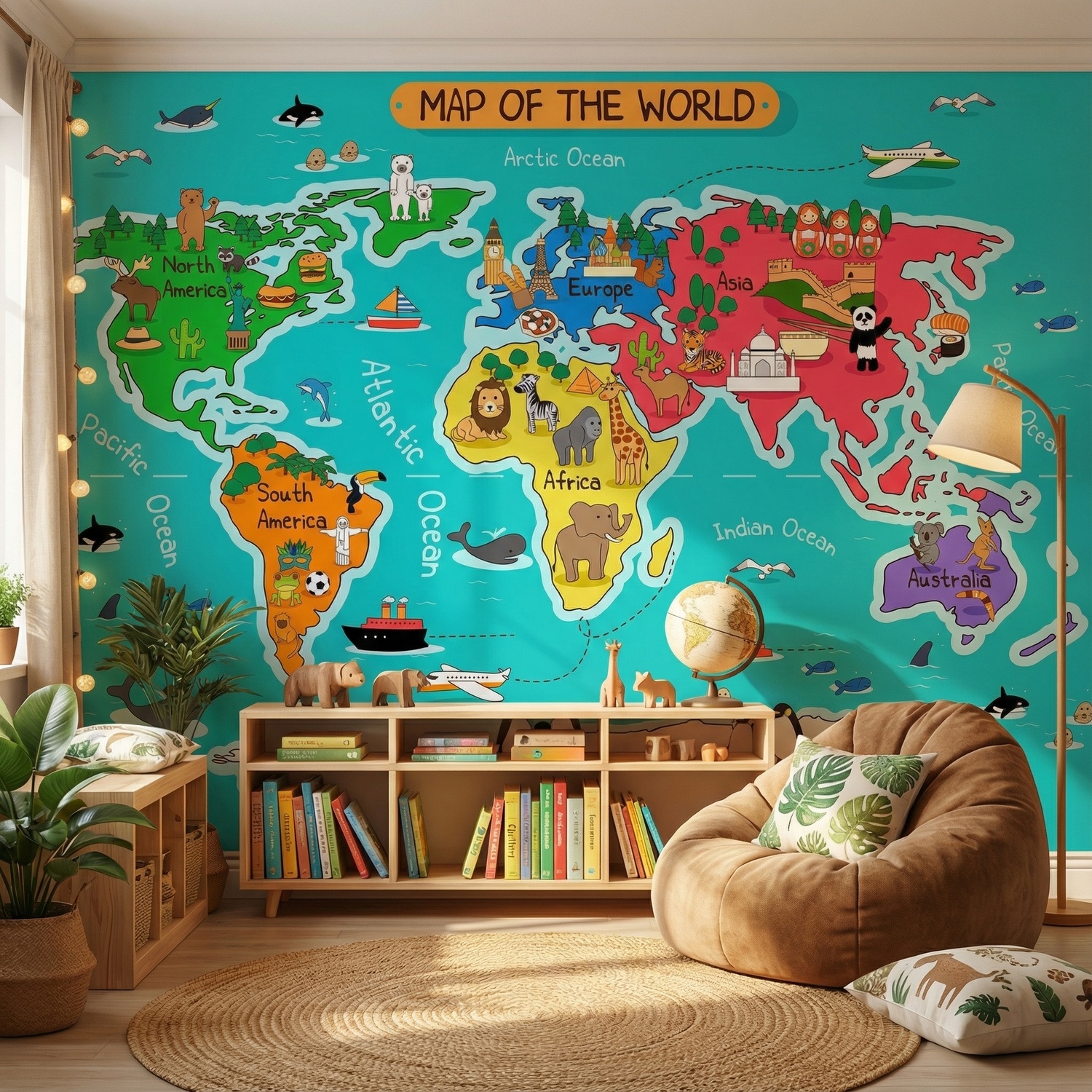Fotomurales: Mapa del mundo infantil