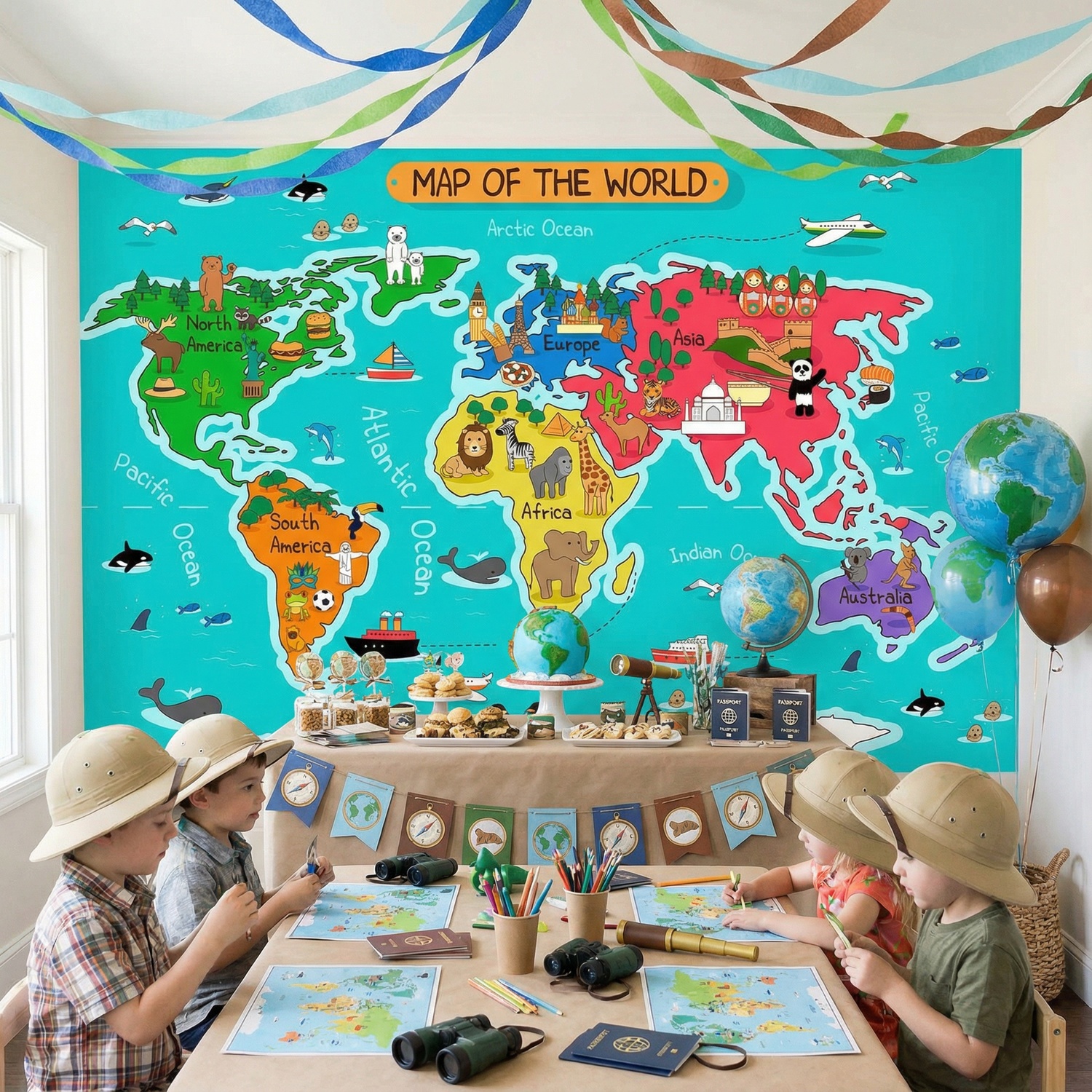 Fotomurales: Mapa del mundo infantil