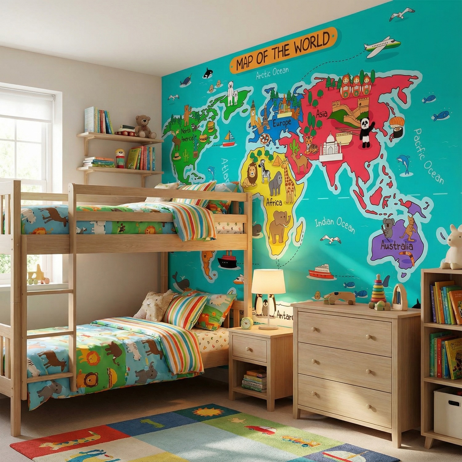 Fotomurales: Mapa del mundo infantil