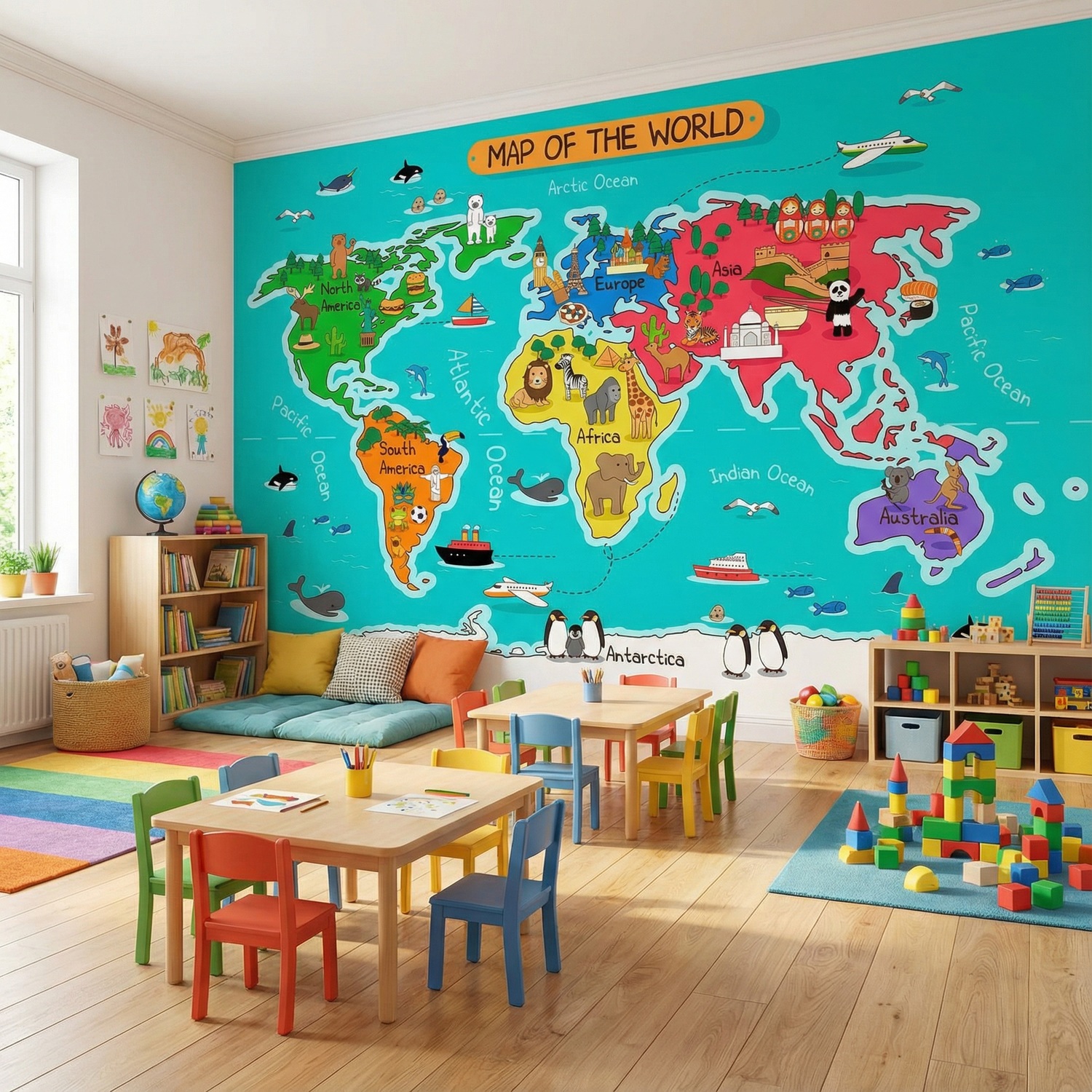 Fotomurales: Mapa del mundo infantil