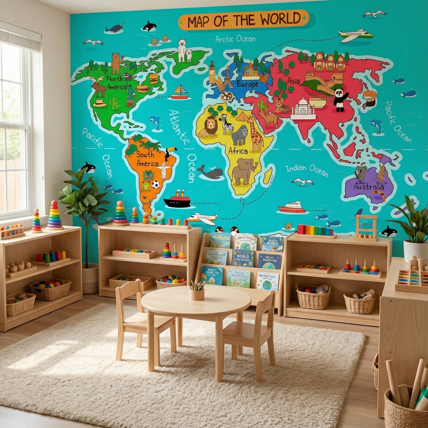 Fotomurales: Mapa del mundo infantil