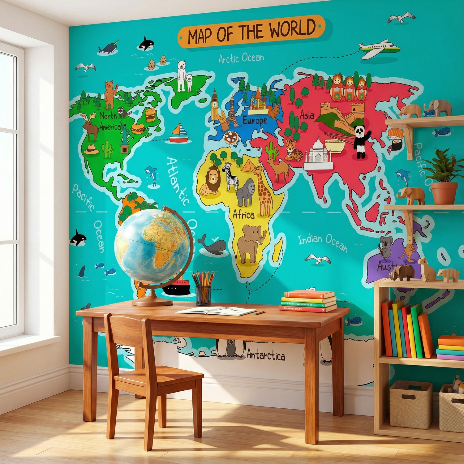 Fotomurales: Mapa del mundo infantil