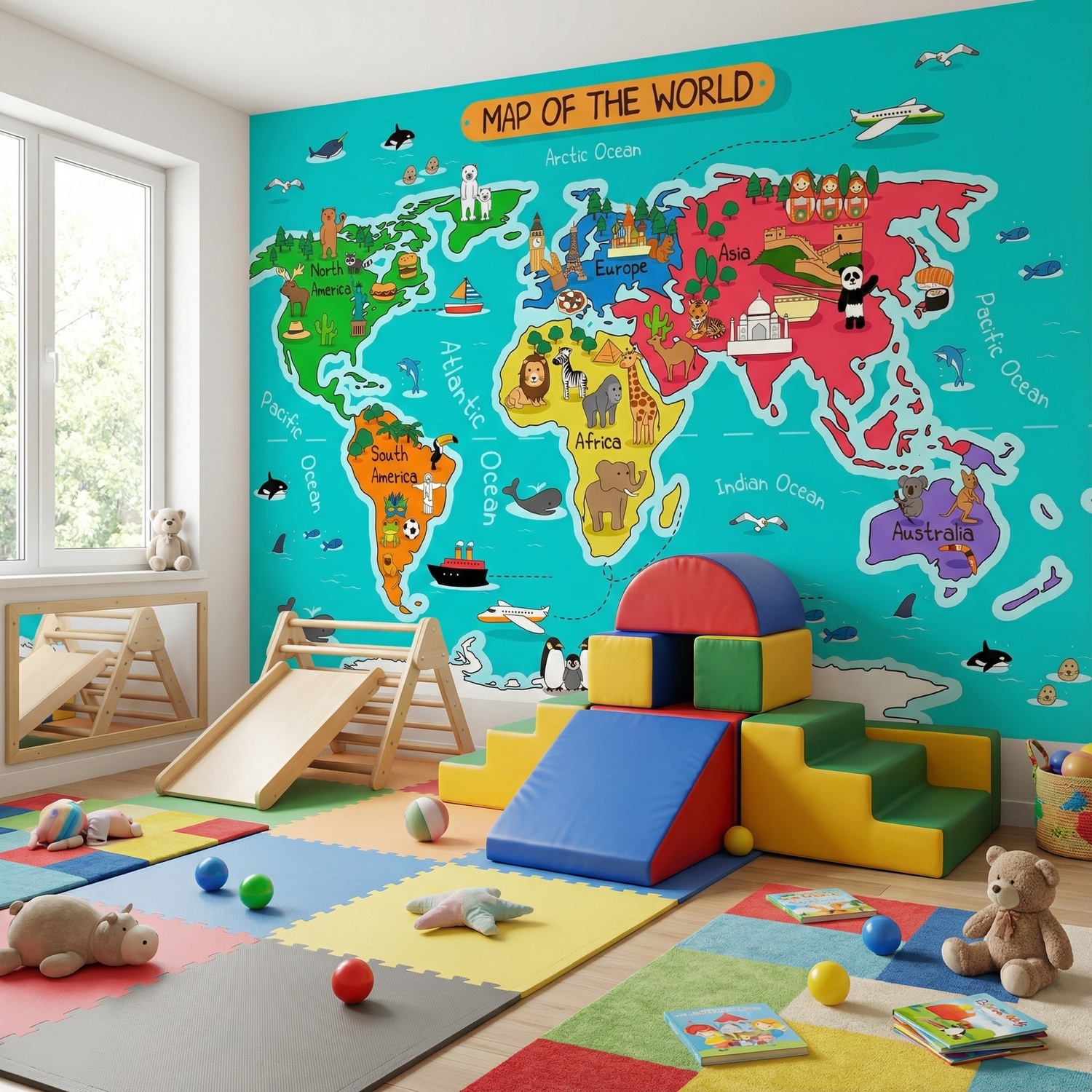 Fotomurales: Mapa del mundo infantil