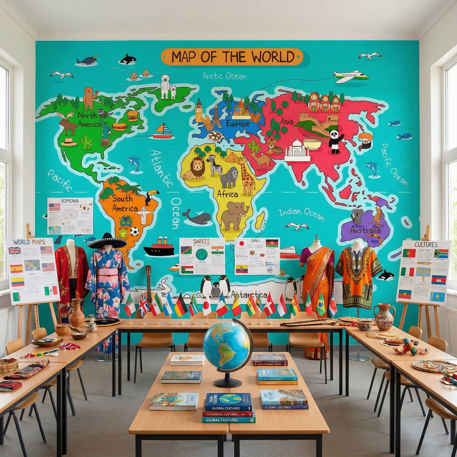 Fotomurales: Mapa del mundo infantil