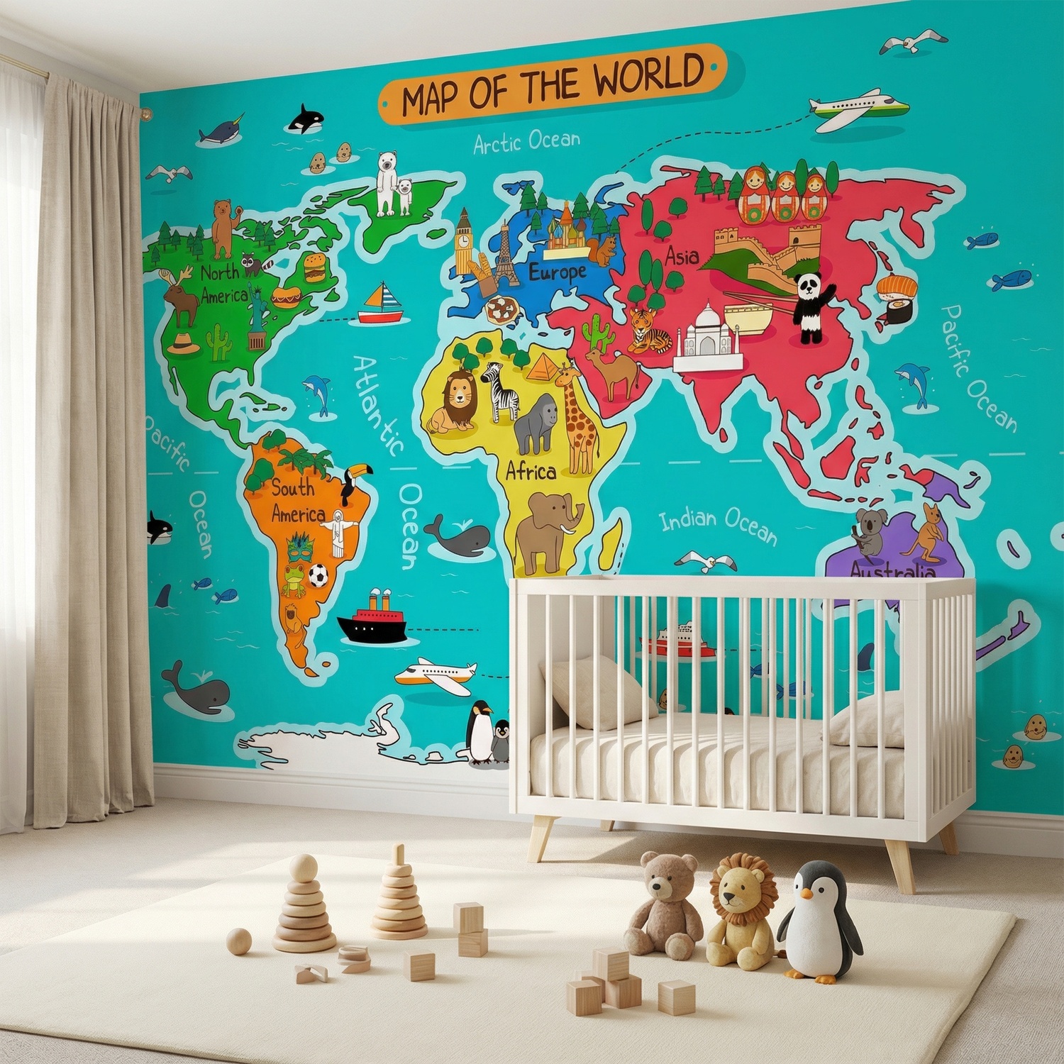 Fotomurales: Mapa del mundo infantil