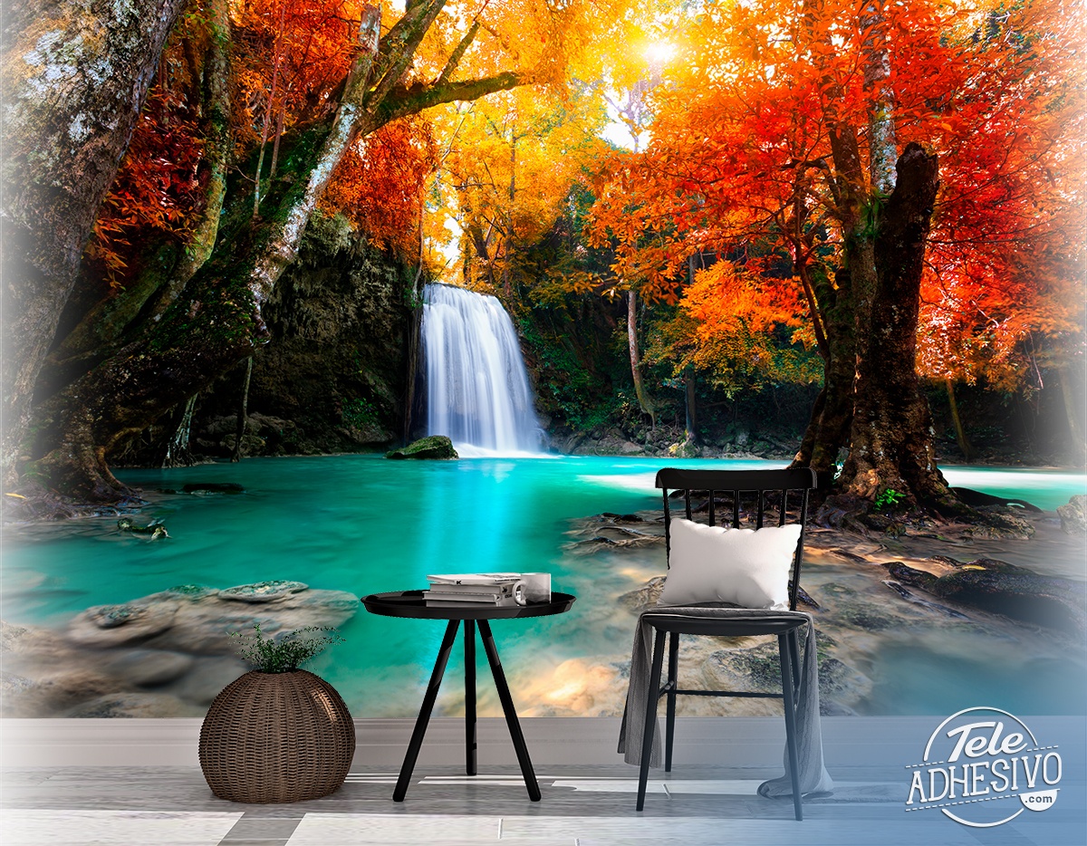 Fotomurales: Cascada profunda en otoño