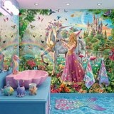 Fotomurales: Princesa y unicornio en jard&iacute;n m&aacute;gico 16