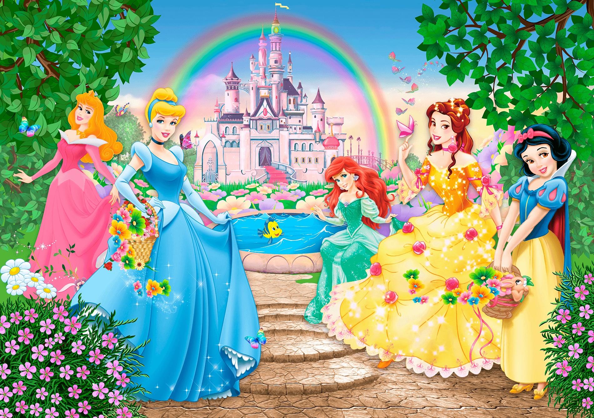 Fotomural Princesas y castillo Disney | TeleAdhesivo.com