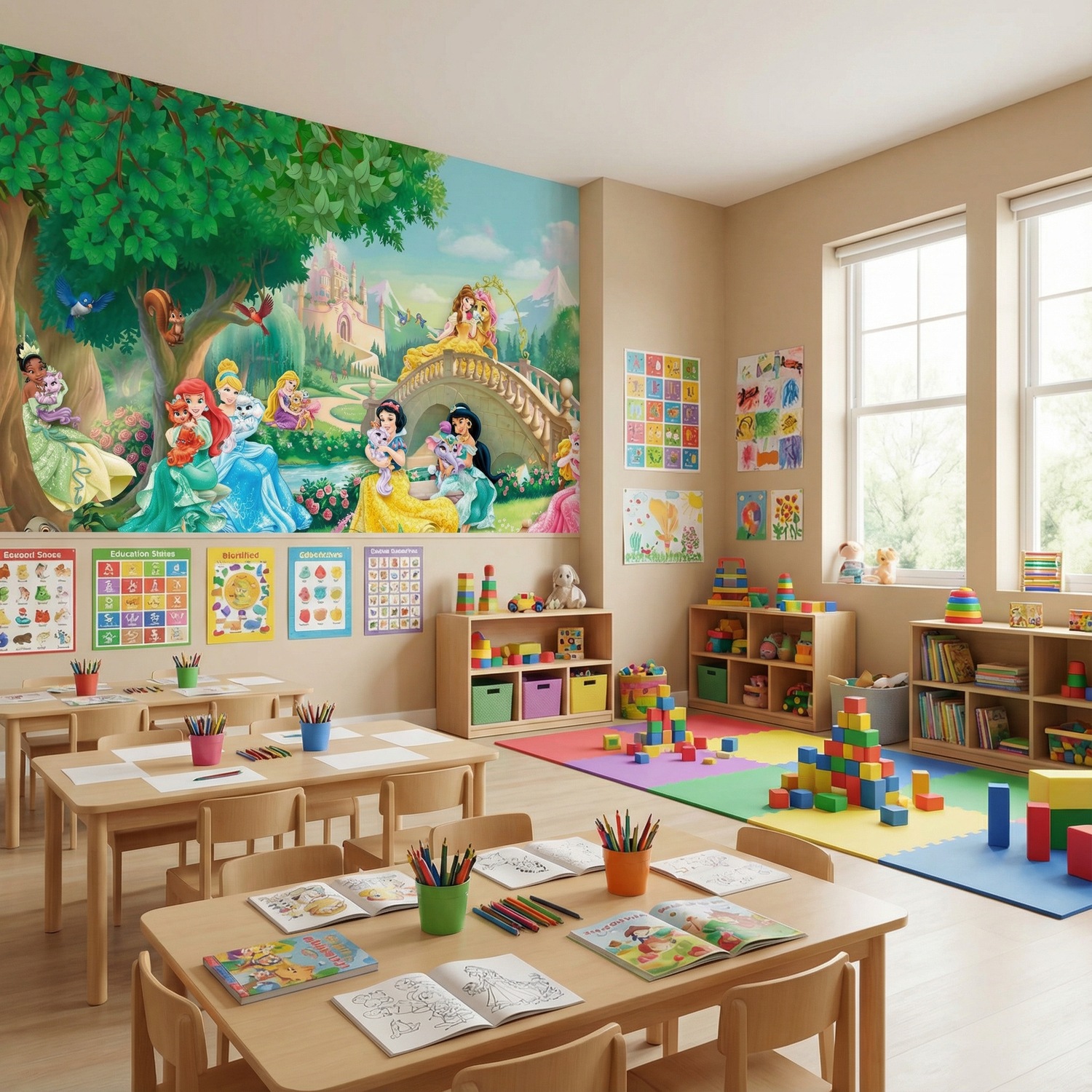 Fotomurales: Princesas Disney con mascotas