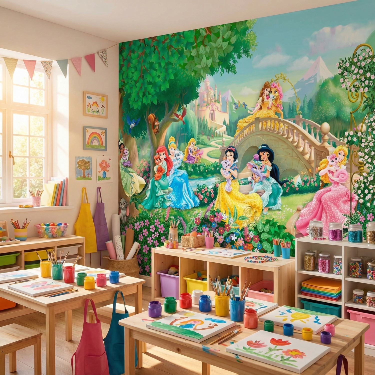 Fotomurales: Princesas Disney con mascotas