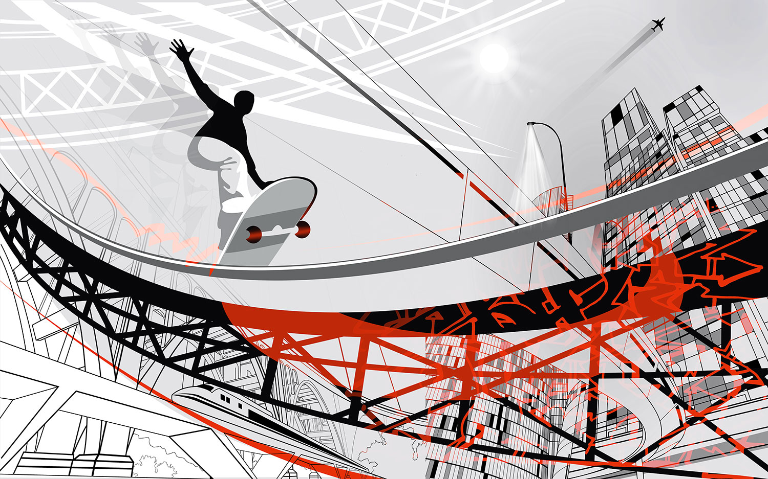 Fotomurales: Ilustraci&oacute;n Skate