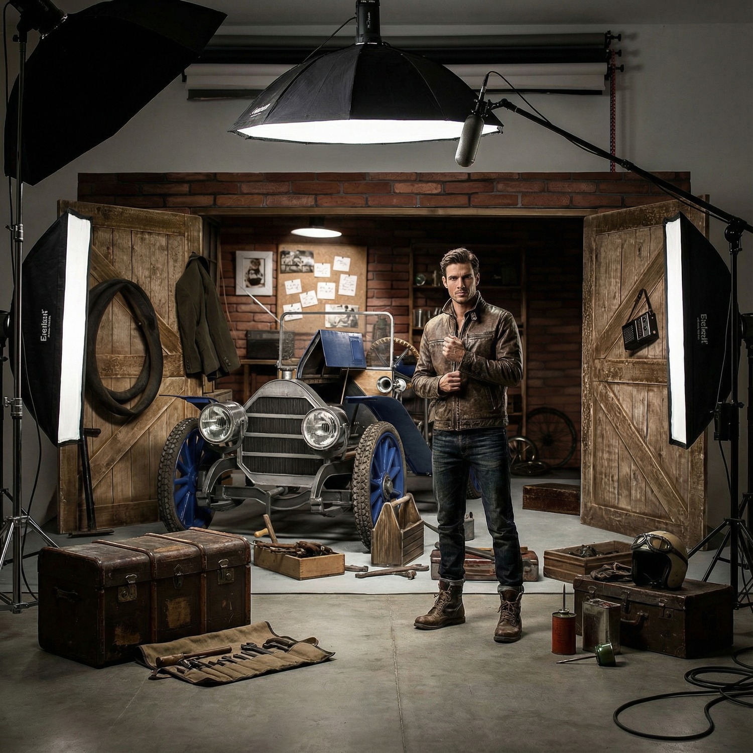 Fotomurales: Coche antiguo en el garaje