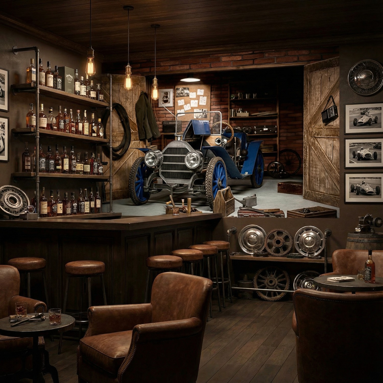 Fotomurales: Coche antiguo en el garaje