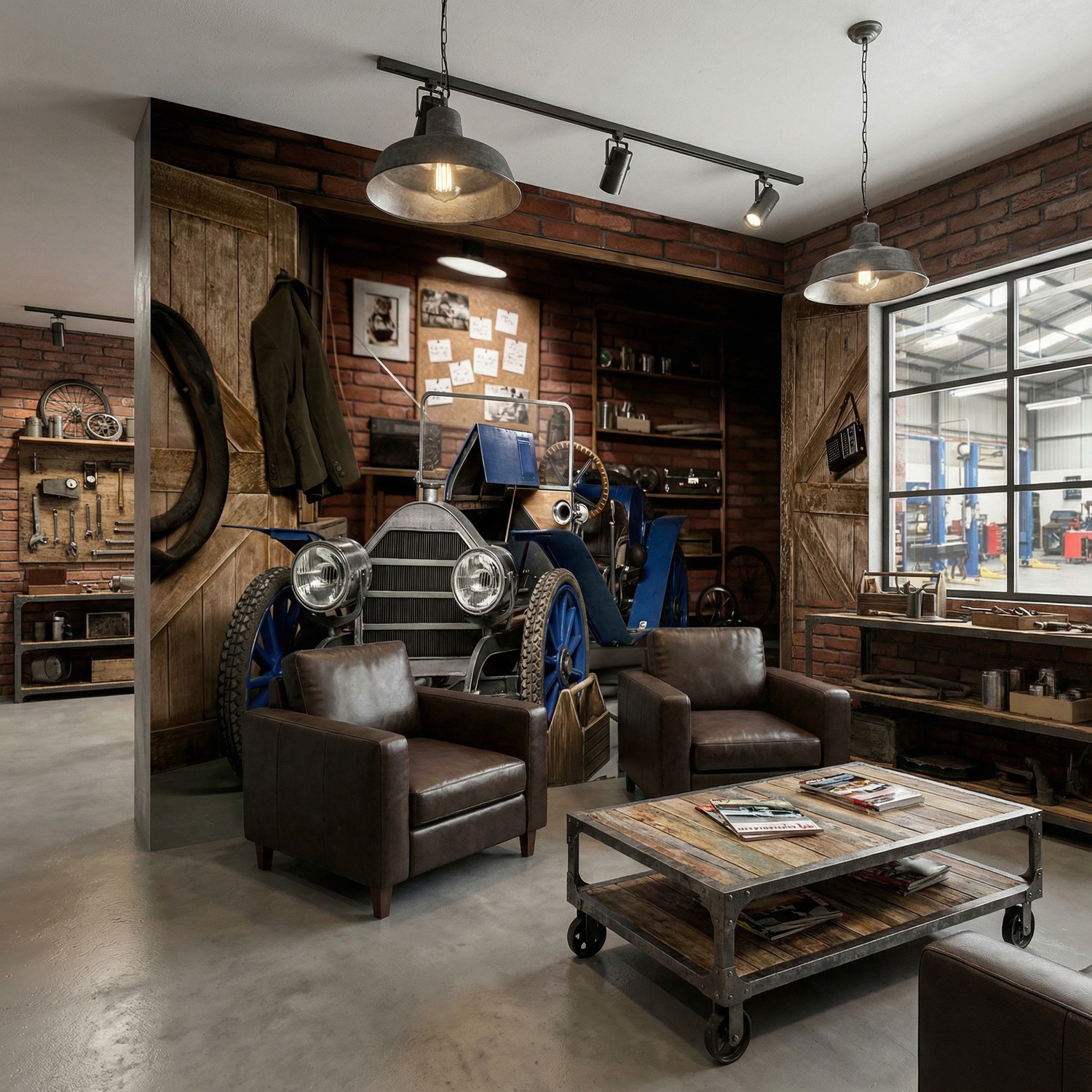 Fotomurales: Coche antiguo en el garaje