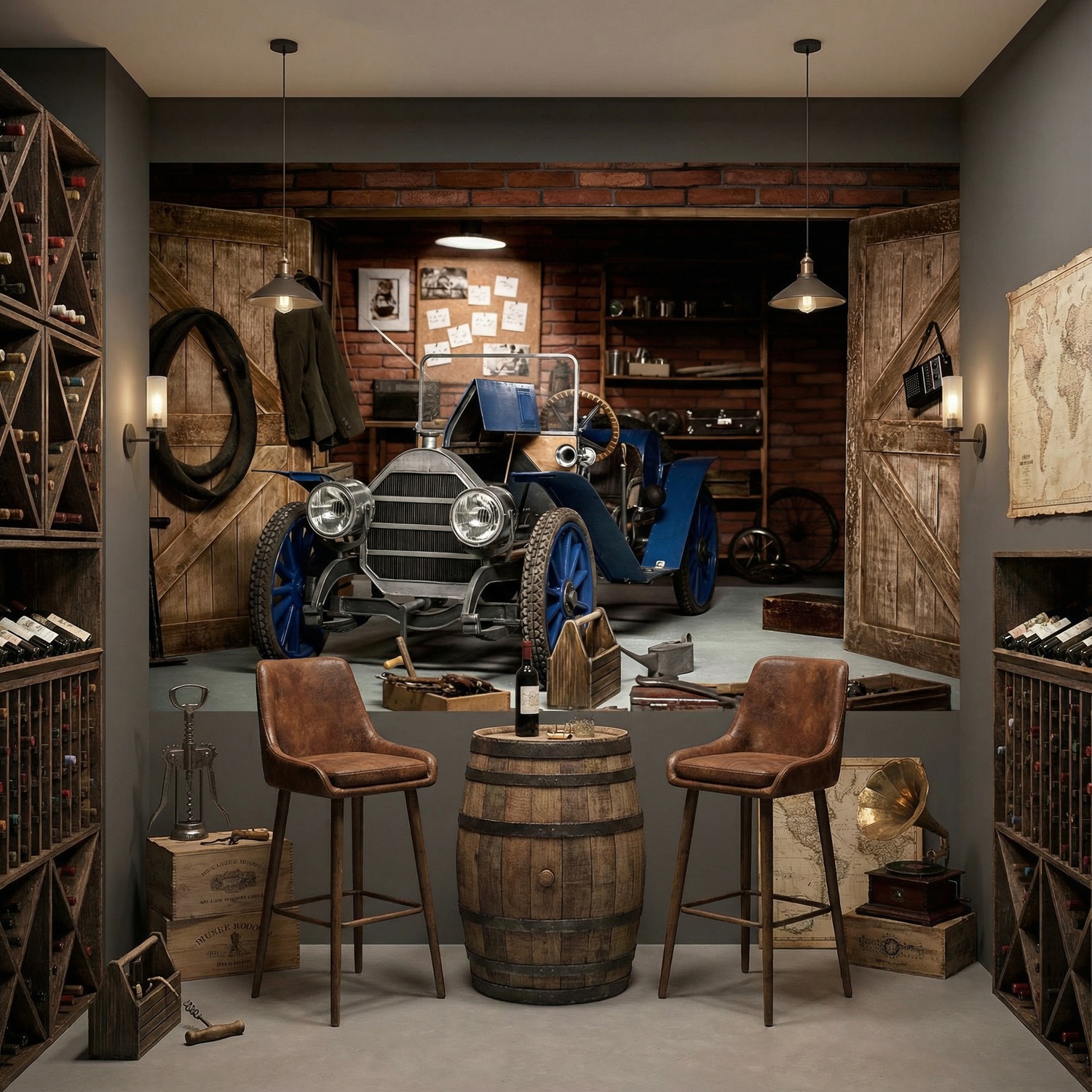 Fotomurales: Coche antiguo en el garaje