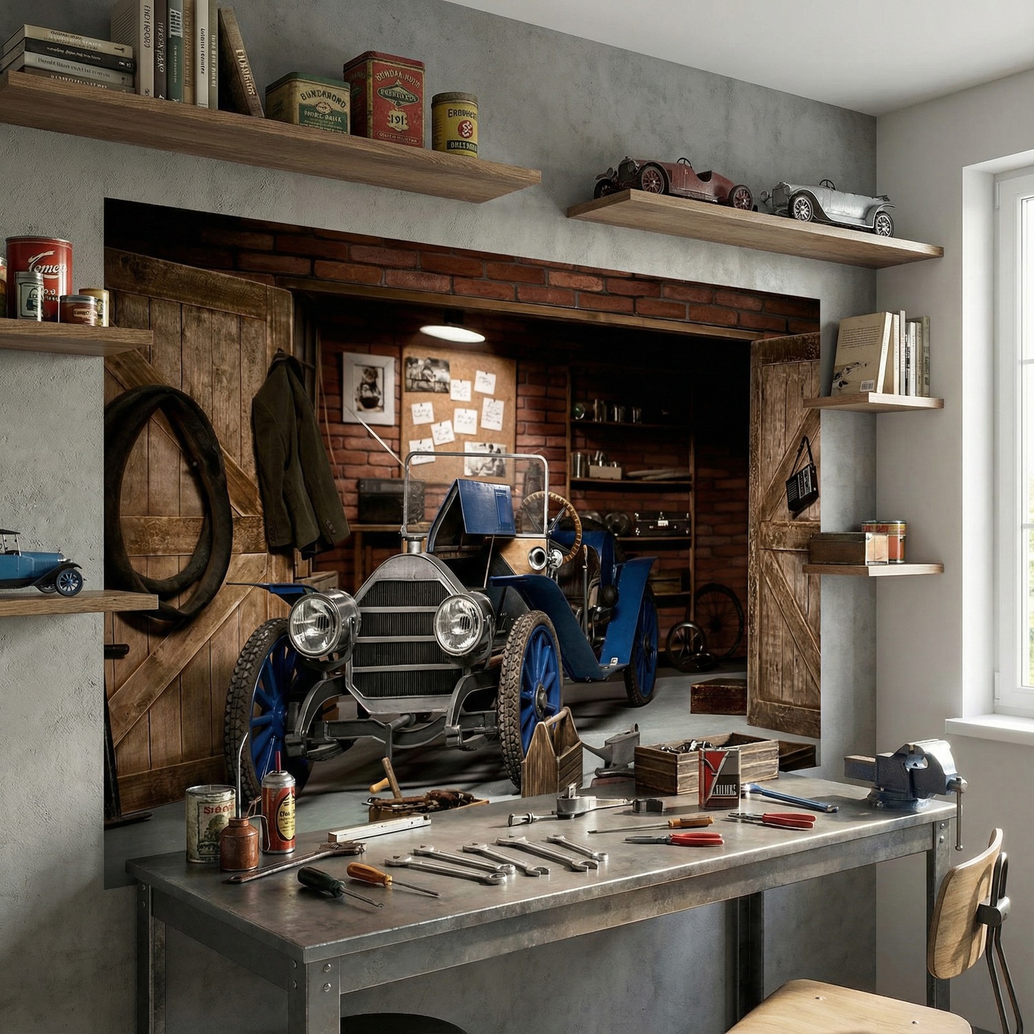 Fotomurales: Coche antiguo en el garaje