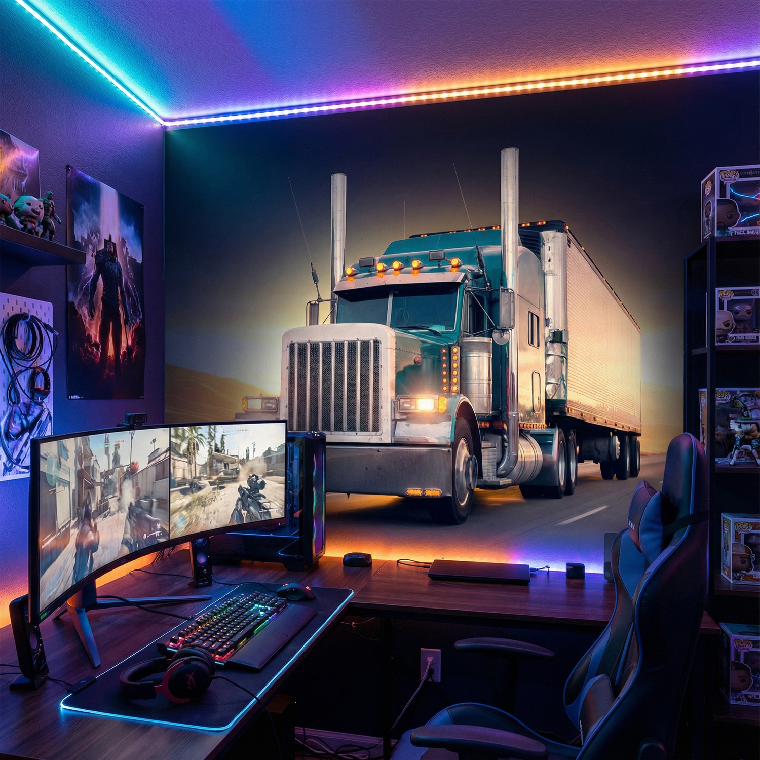 Fotomurales: Cami&oacute;n por la carretera