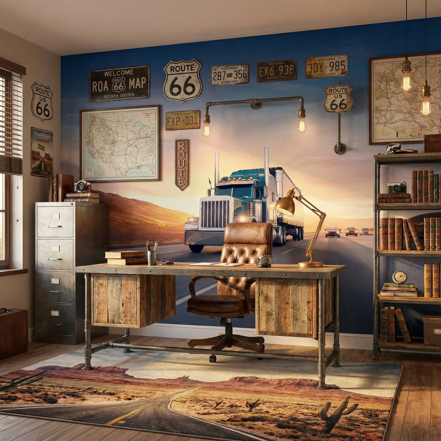 Fotomurales: Cami&oacute;n por la carretera