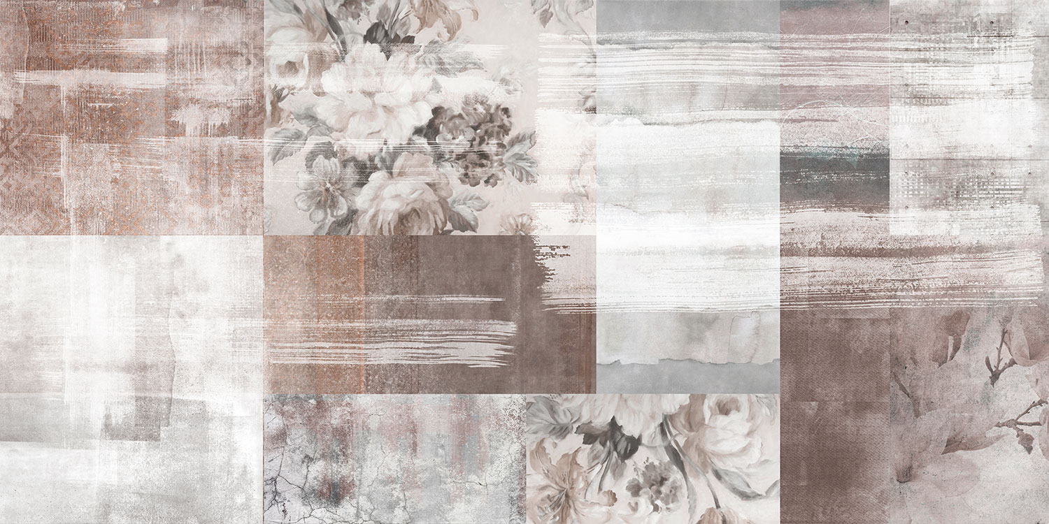 Fotomurales: Estampado de cuadros y flores 2