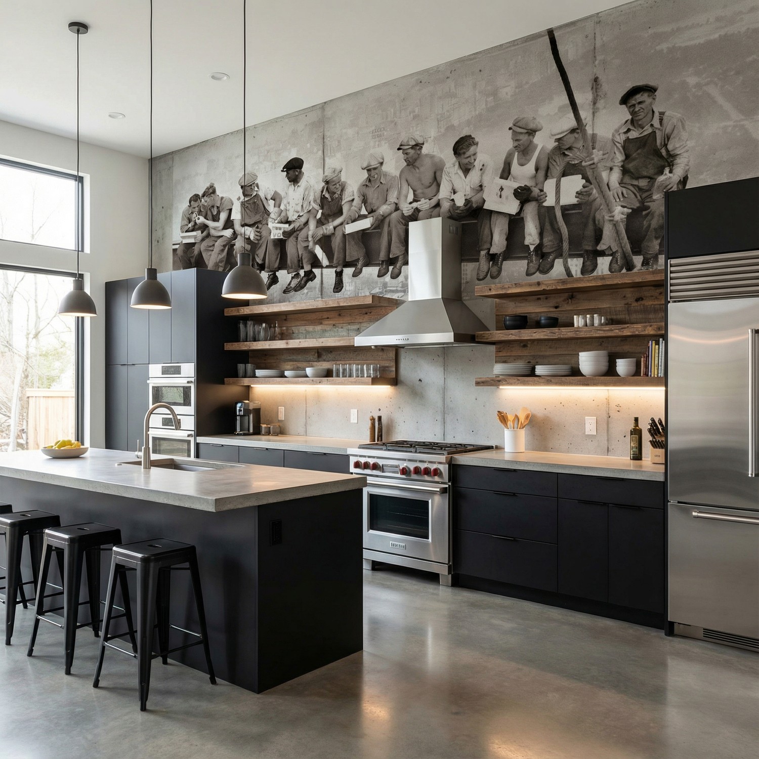 Fotomurales: Obreros en la viga