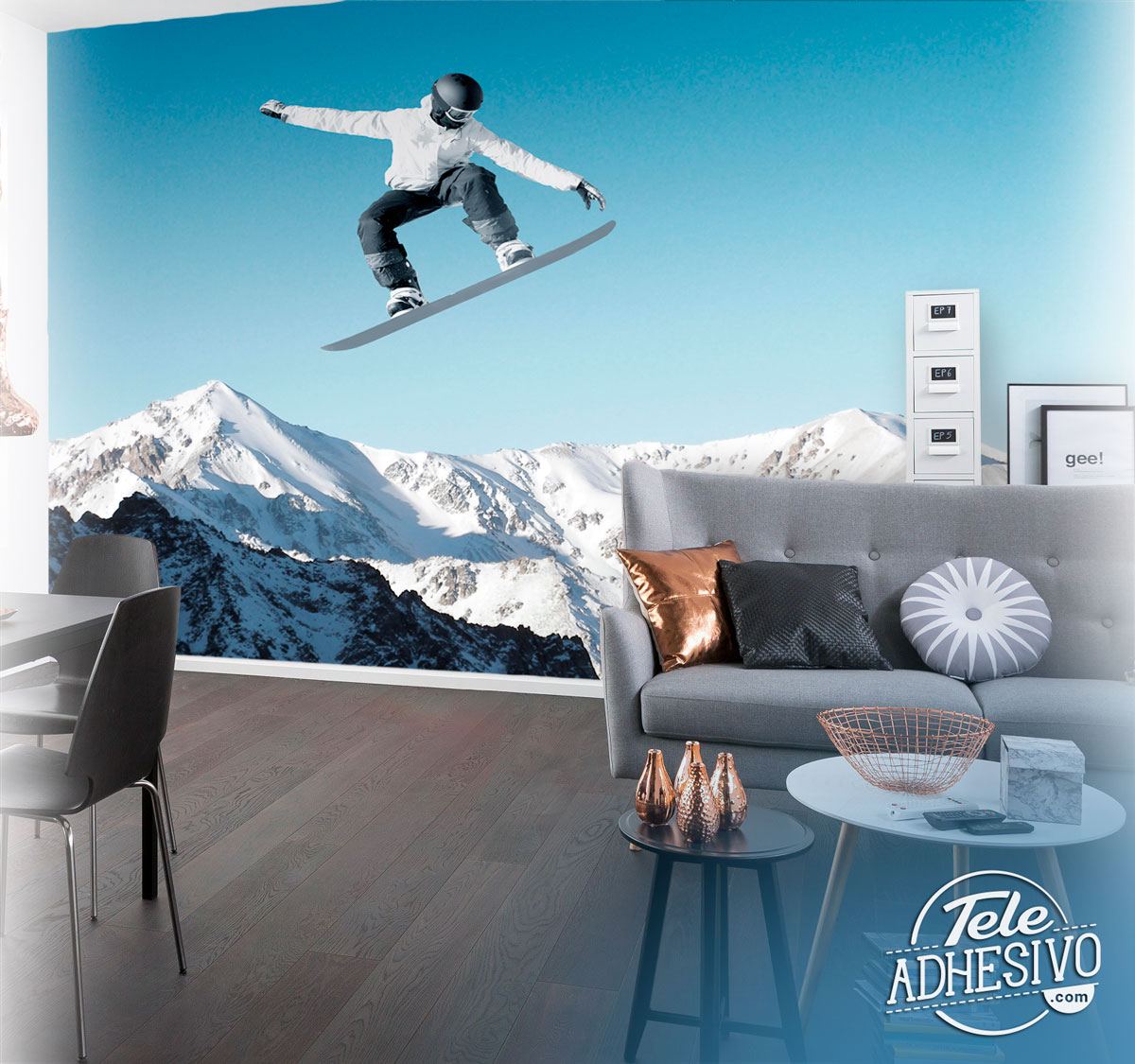 Fotomurales: Salto de Snow Snowboarding