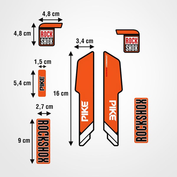 Pegatinas: Horquillas RockShox Pike en Naranja y Negros