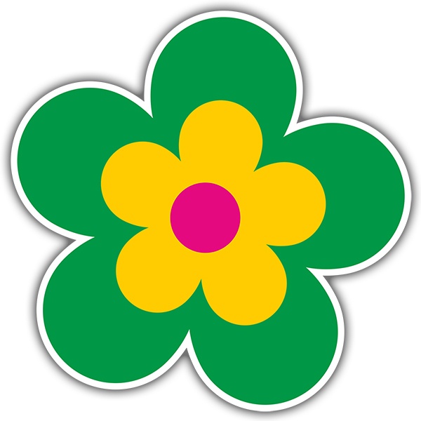 Pegatinas: Flor Magenta, Amarilla y Verde