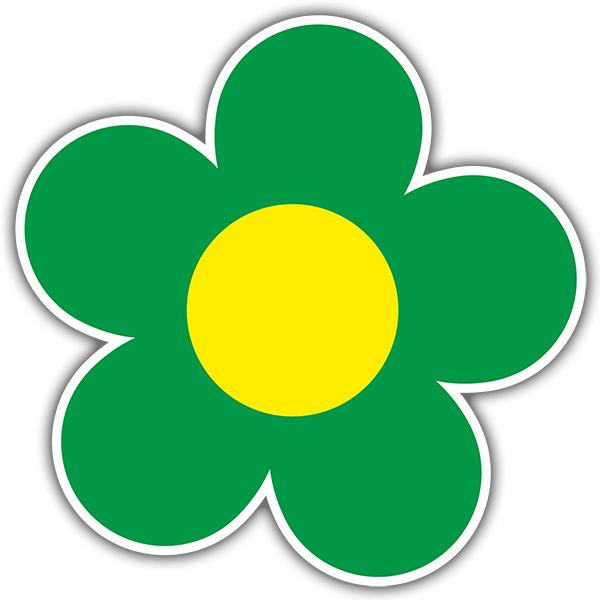 Pegatina Flor Verde Y Amarilla Teleadhesivo Com
