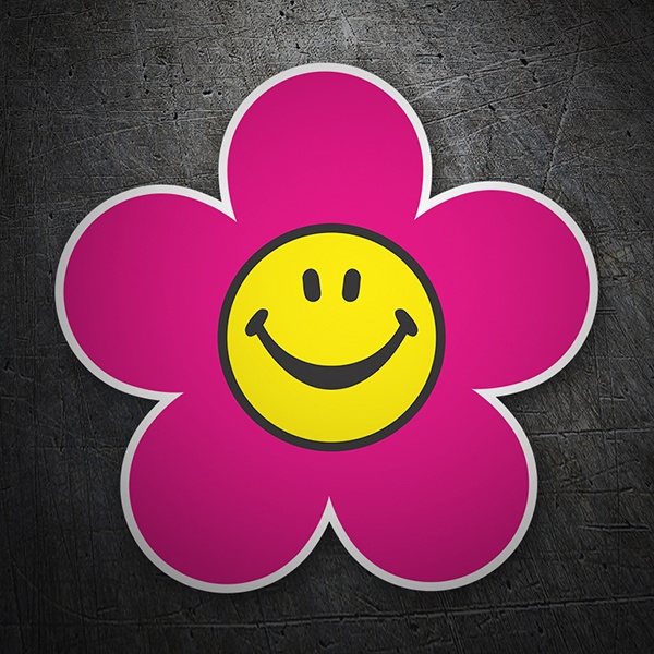 Pegatinas: Flor Sonriente Rosa (Smiley)