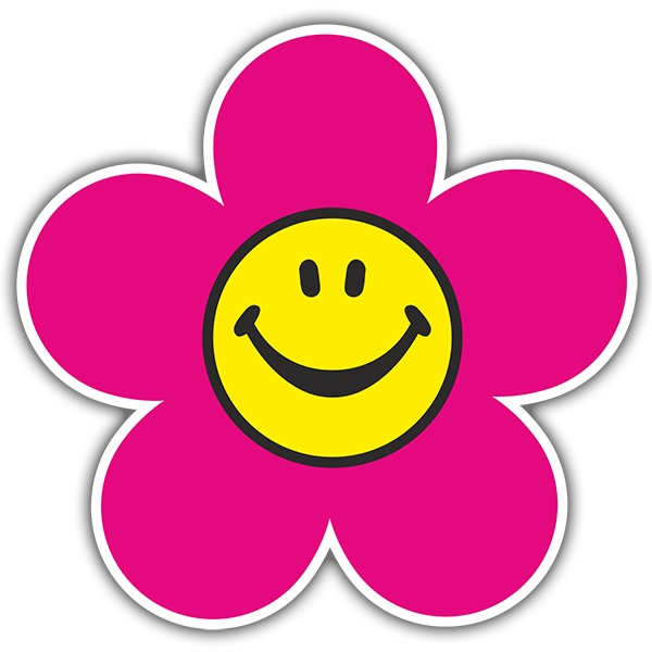 Pegatinas: Flor Sonriente Rosa (Smiley)